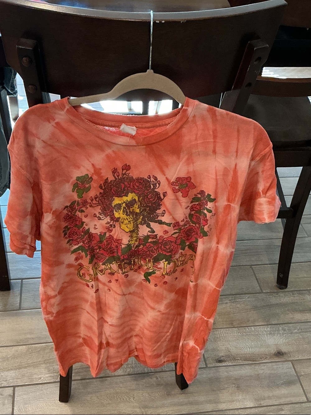 Madewell Orange Tie-Dye Skull & Roses Graphic Tee